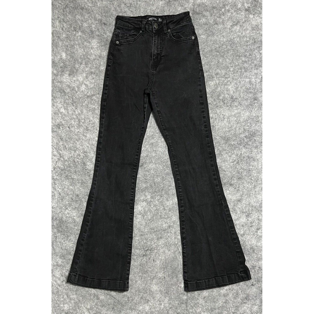 Nasty Gal FLARE Jeans Women's 0 Black Denim 70’s Hippie Grunge Goth Punk
